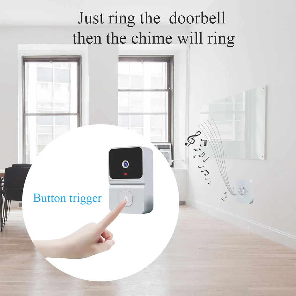 Z30Pro Wireless Doorbell Camera With Chime Rechargeable 2-Way Audio Wi-Fi Video Smart Door Bell Night Vision