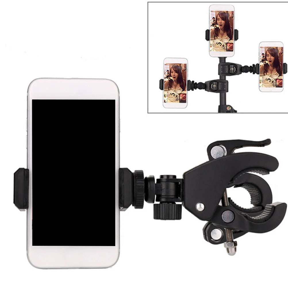

Mobile Phone Holder Smartphone Live Broadcast Adapter Black Durable Multi Angle Rotation Compact Anti Slip Travel Cell Mount