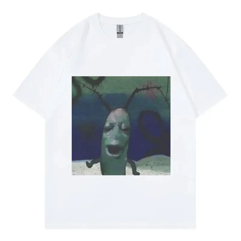 Cursed Plankton Meme Funny Graphic T Shirts Men's Women's Gothic Vintage Short Sleeve T-shirt Casual Fashion Oversized T-shirts