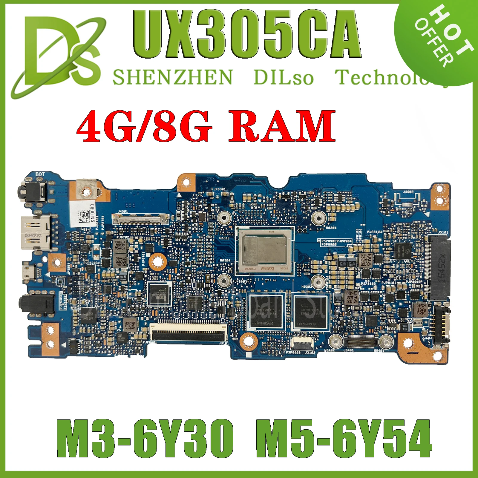 KEFU UX305CA With M3-6Y30 M5 CPU 4GB 8G RAM MAINboard REV 2.0 for ASUS Zenbook U305C UX305 UX305C Laptop Motherboard 100% tested