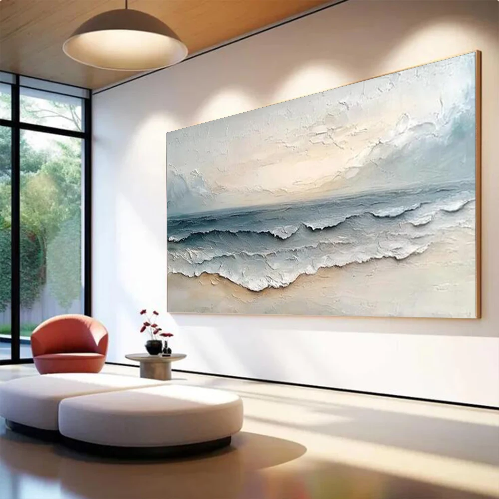 100% handmade sea view Murals Abstract Oil Painting On Canvas Thick image Living Room Decor Wall Art Picture Modern Home Pendant
