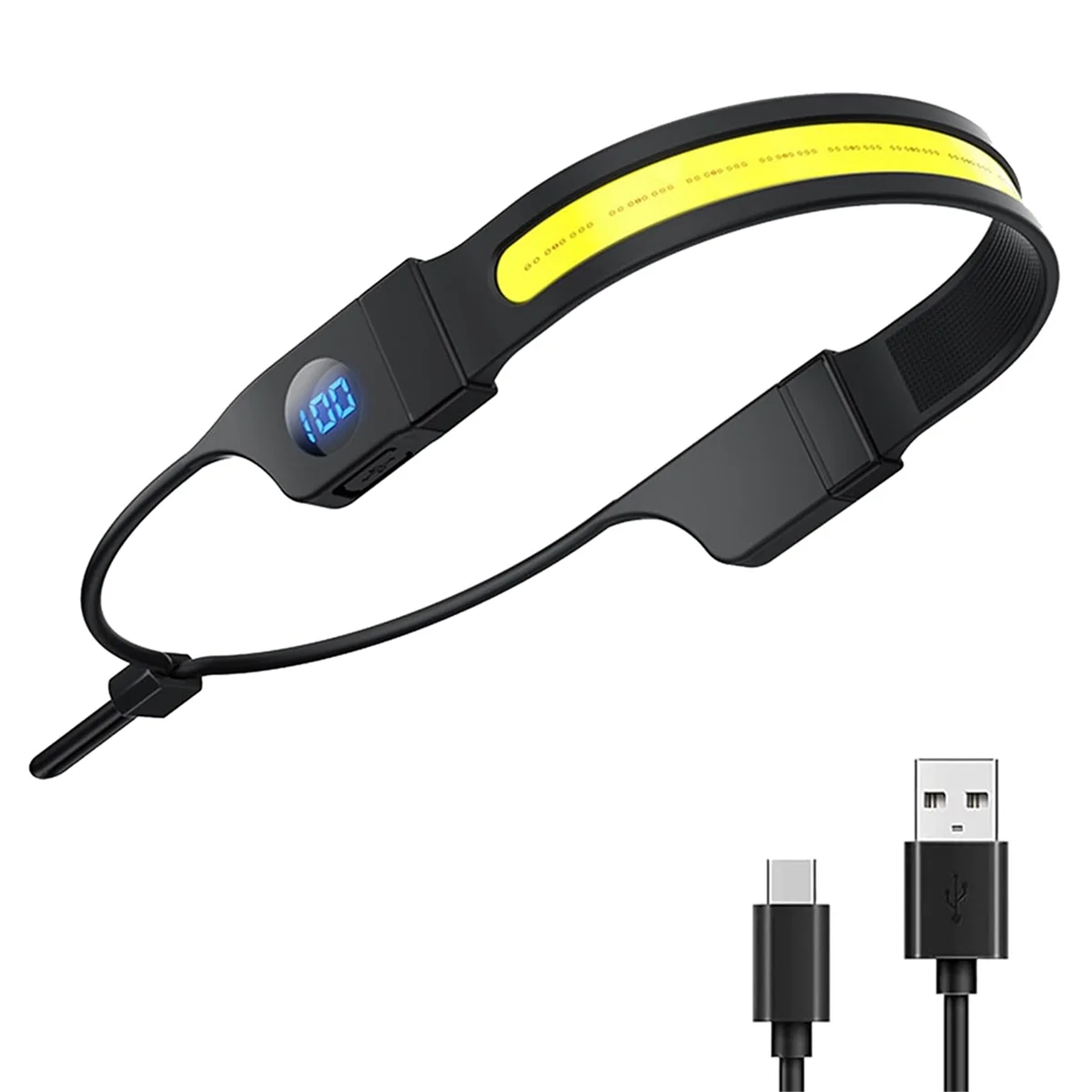 A71P LED COB كشافات ضوء USB الشعلة القابلة لإعادة الشحن شاشة عرض الطاقة الرقمية المصباح للتخييم المشي الصيد التنزه