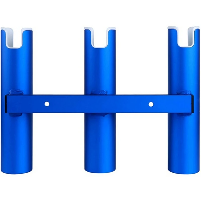 1 Piece Aluminium Fishing Rod Holder 3 Tubes Linked 3 Rod Rack Replacement Parts Accessories For Marine Yacht Boat Truck RV Blue