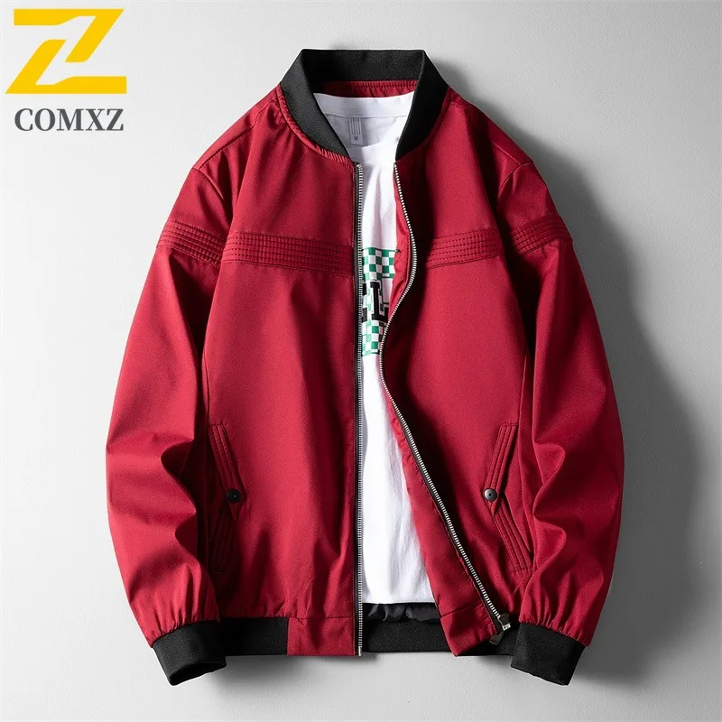 

COMXZ 2025 Мужская куртка весна-осень повседневное пальто с бейсбольным воротником легкий простой однотонный модный молодежный средний возраст
