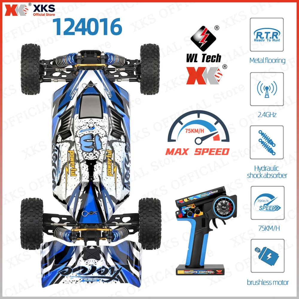 WLtoys XKS 124017 V2 1/12 Scale RC Car 4X4 4WD Off-Road Remote Control Car High Speed 75Km/H Drift Toy Vehicle for Boys Kids Gif