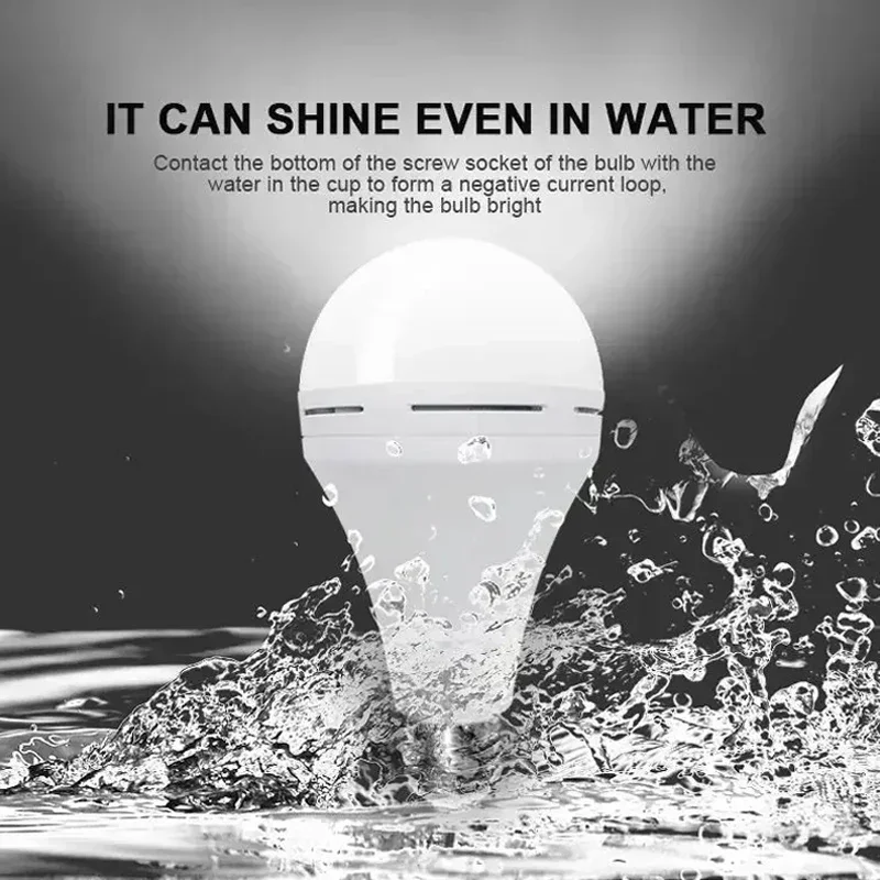 9W 15W LED Emergency Light Bulb Rechargeable Energy Saving Lamp for Home Power Outage Backup Waterproof Portable Handheld Light image 6