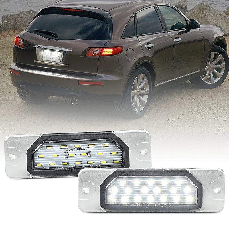 Luz LED blanca para matrícula, 2 uds., para Infiniti FX35 FX45 Q45 I30 I35 M35h M37 M56 Q70 Nissan Cefiro Fuga Maxima