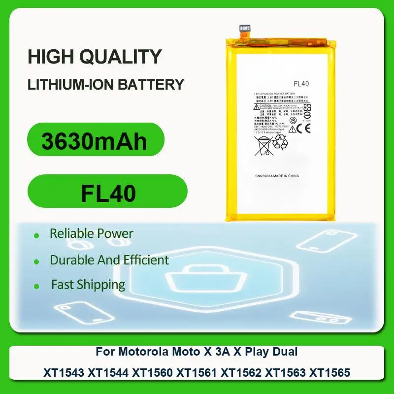 

Аккумулятор для мобильного телефона Motorola Moto X 3A X Play Dual XT1543 XT1544 XT1560 XT1561 XT1562 XT1563 XT1565 FL40 3630 мАч