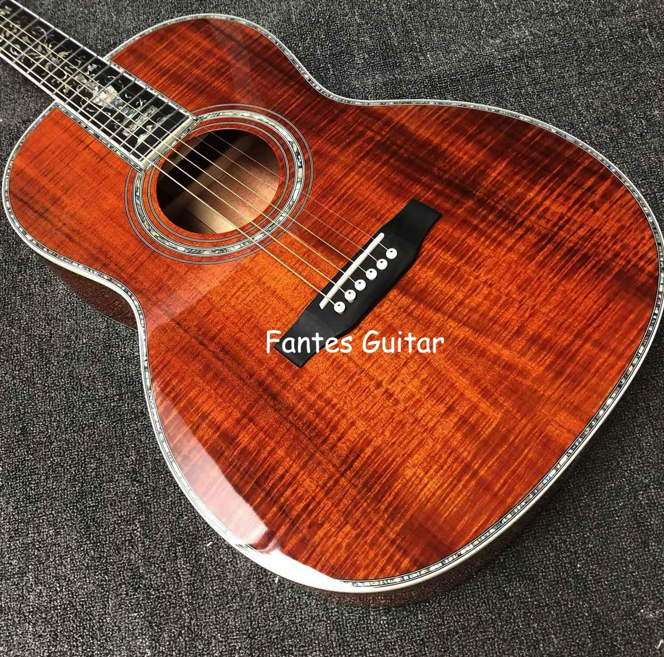 Custom 39 inch koa wood OOO45 parlor acoustic guitar 100 all real abalone parlor acoustic electric guitar 000 45