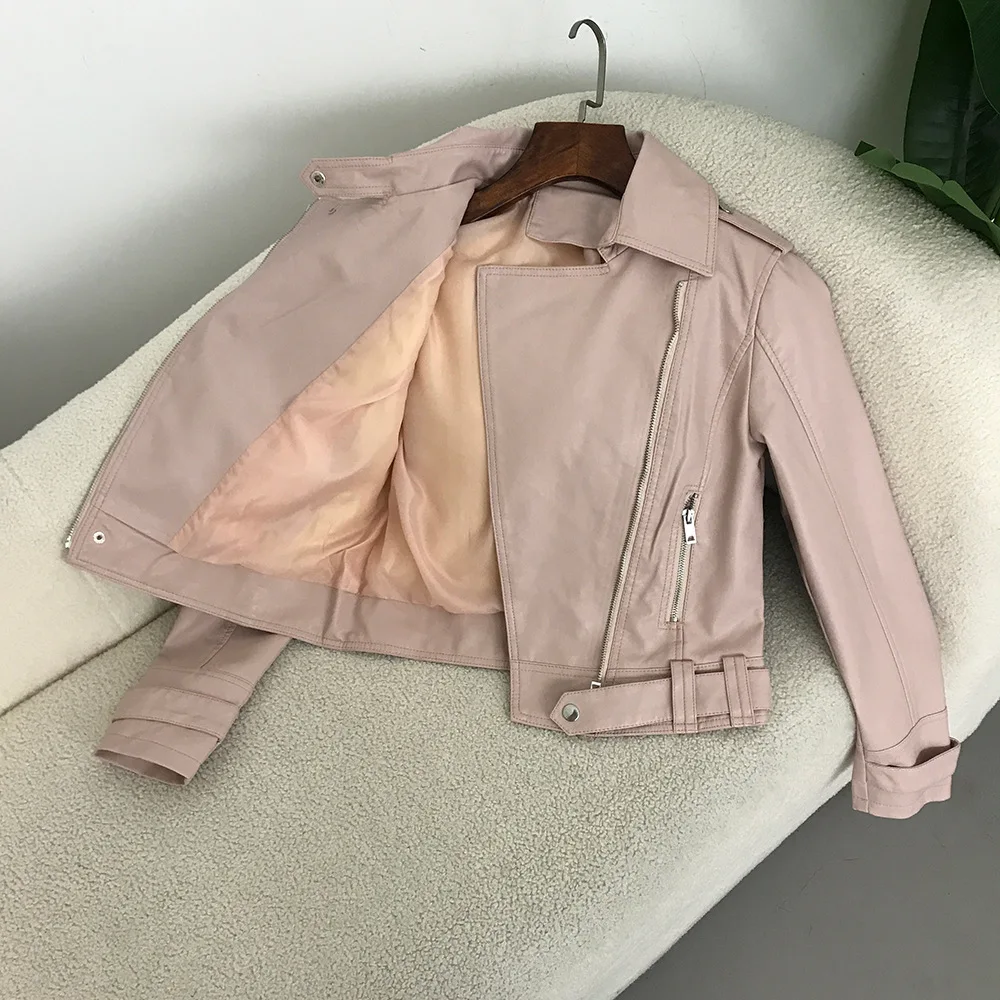 Chaqueta de cuero para mujer, abrigo corto de moda, versión coreana, ajustado y adelgazante, primavera y otoño, novedad de 2024