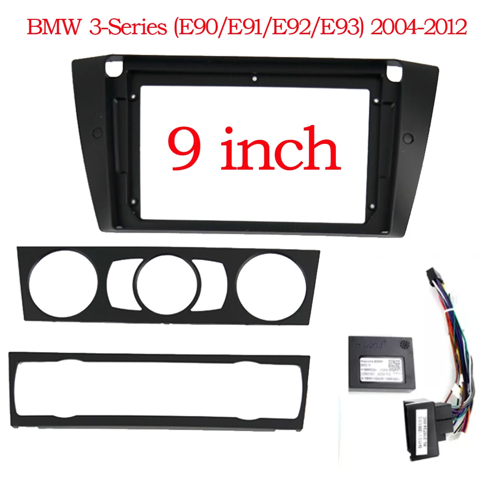 1-2Din Car DVD Frame  For BMW 3 Series E90 E91 E92 E93 2006-2011 Audio Fitting Adaptor Dash Trim Kits Facia Panel 9inch