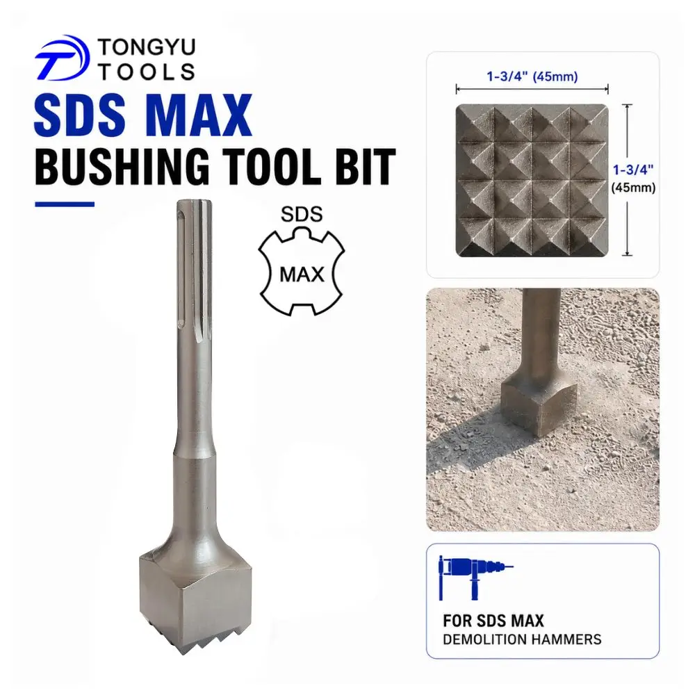 SDS Max Bush Hammer Chisel 45x230mm Concrete Surface Roughening Bushing Tool for Coating Removal Renovation