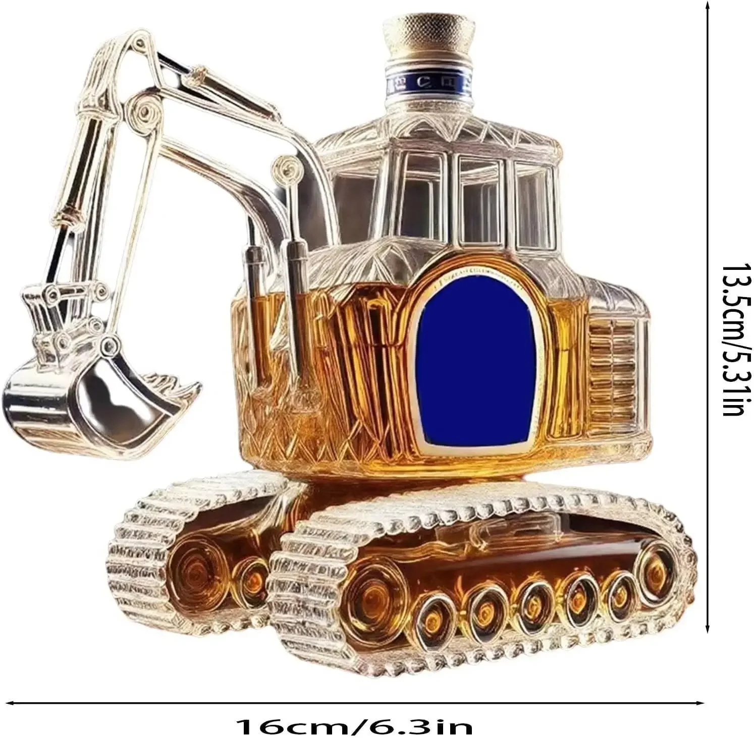 300ML Whiskey Decanter Bottle 3D Excavator Whiskey Wine Bottle Novelty Hand Carved Empty Wine Storage Home Bar Office Gift