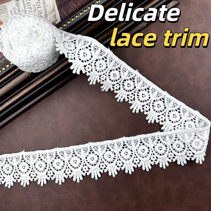 1.85 Inch White Eyelash Floral Lace, Hollow Trim for Clothing, Underwear & Sewing Projects