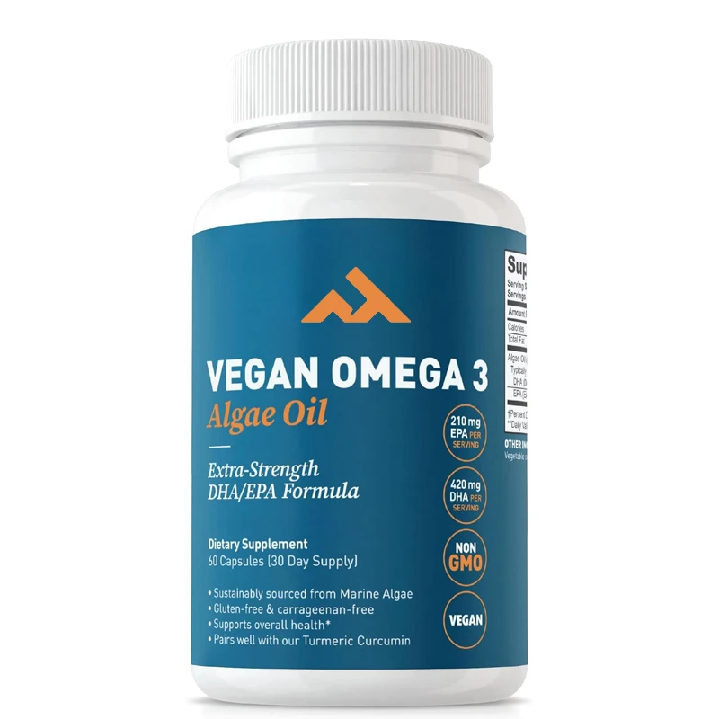 Vegetarian Omega-3 Algae Oil, Vegetarian, Non GMO, Gluten Free, 420mg DHA and 210mg EPA-60 Capsules