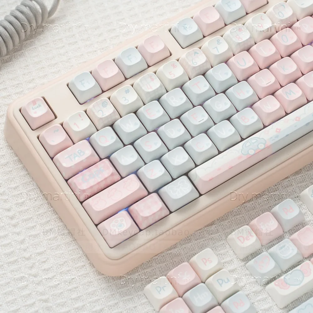 Cute Pink Style Keycaps 148 Keys MOC Profile PBT Thermal Sublimation Custom Keycap for Mechanical Gaming Keyboard Accessorie