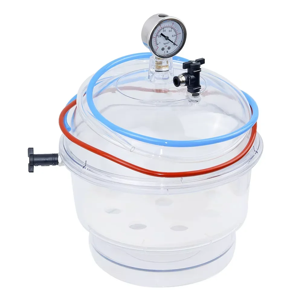 Lab Vacuum Desiccator 250mm Vacuum Desiccator Jar Polycarbonate Plastic Laboratory Dessicator Dryer with Pressure Gauge