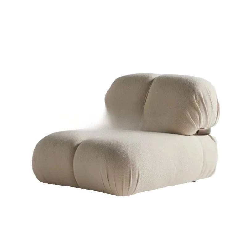 

Italian minimalist small apartment living room fabric sofa cream wind club hotel model room sales office meeting sofa