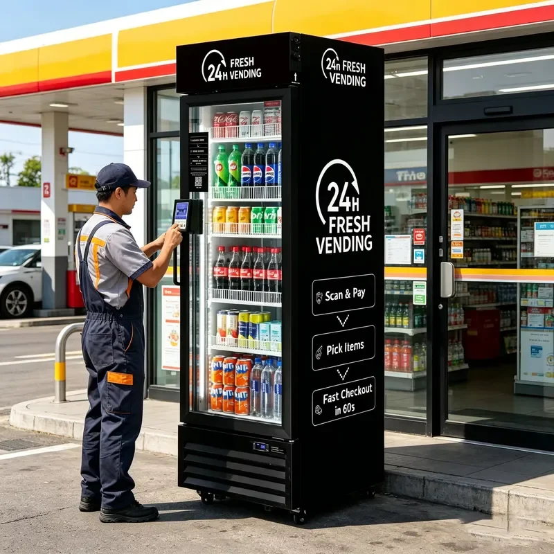 for HAHA Vending 360 AI Smart Vending Machine Snack Drink Combo Cashless Credit Card Payment SDK Compressor Cooling Digital