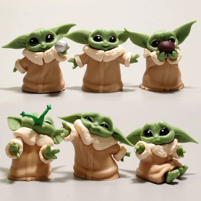 Cute Baby Yoda Grogu Star Wars Mandalorian Alien Action Figure, Black&White Samurai Model, Car Decor, Adult Collect Gift