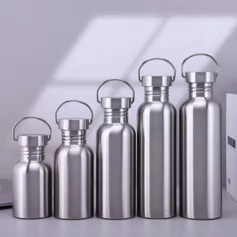 500/750/1000ml Stainless Steel Water Bottle Single Wall Large Capacity Big Mouth Vacuum Flasks... product image