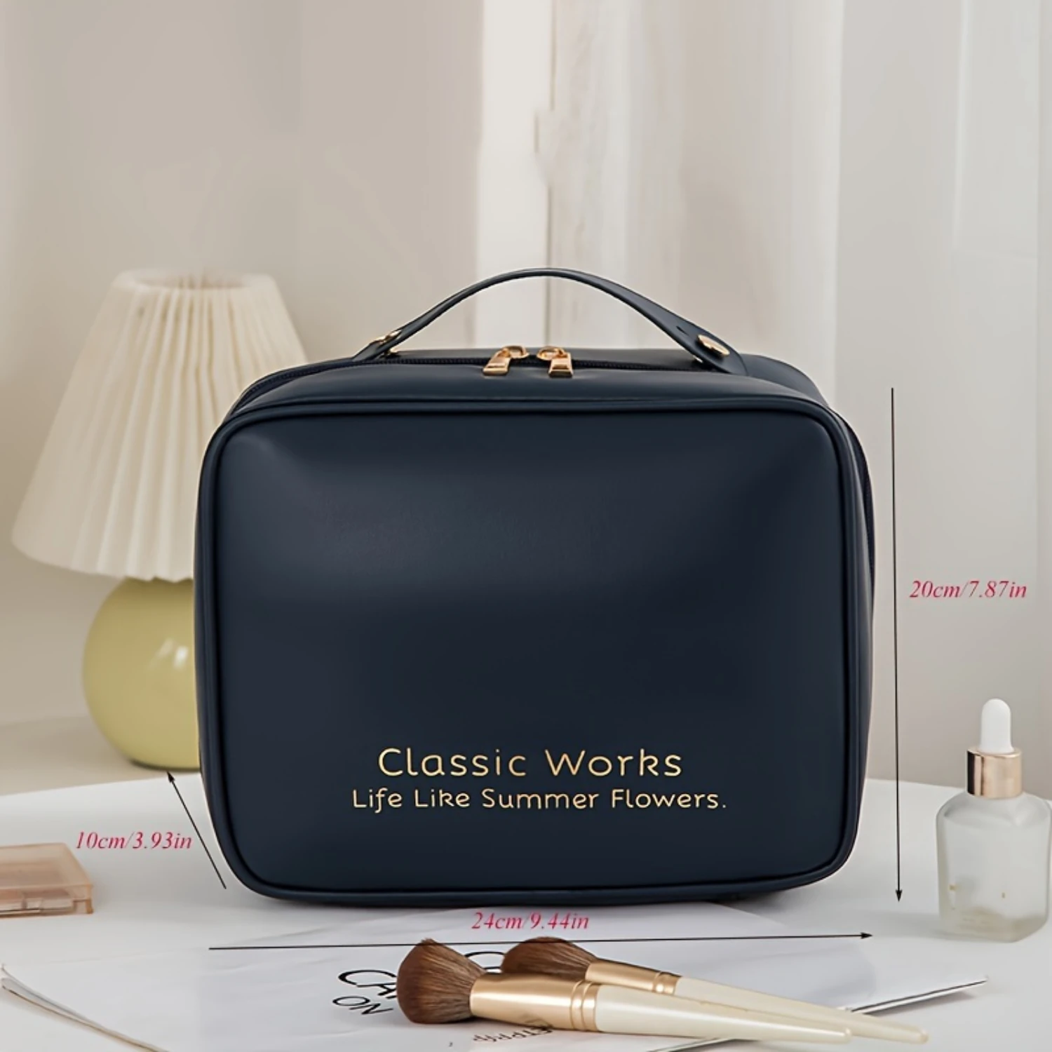 Large Capacity Toiletries Bag, PU Leather Cosmetics  Bag, Desktop Toiletries And Cosmetics  Bag