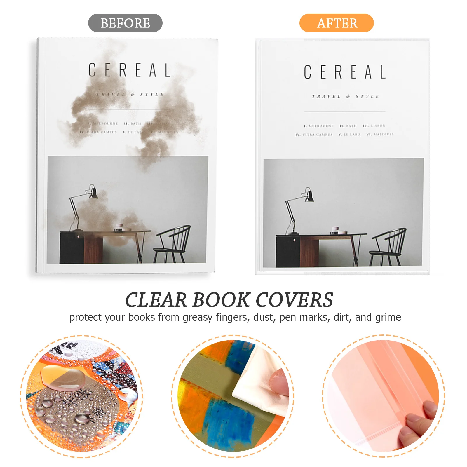 

10pcs 10 Pieces Books Cover Protector Clear Covers Hardcover Text Transparent Notebook