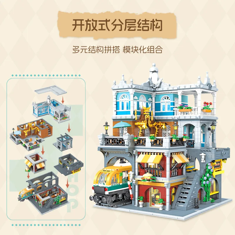 

3289pcs MOC Idea City Street View Hamburger Restaurant Construction Building Blocks Bricks Assembling Children's Toys Gift Set
