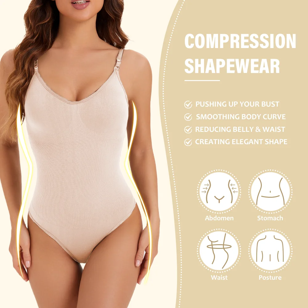 High Elastic Bodysuit for Women Tummy Control Shapewear Sexy Seamless Sculpting Thong Body Shaper Slimmer Slimming Black Tank image 6