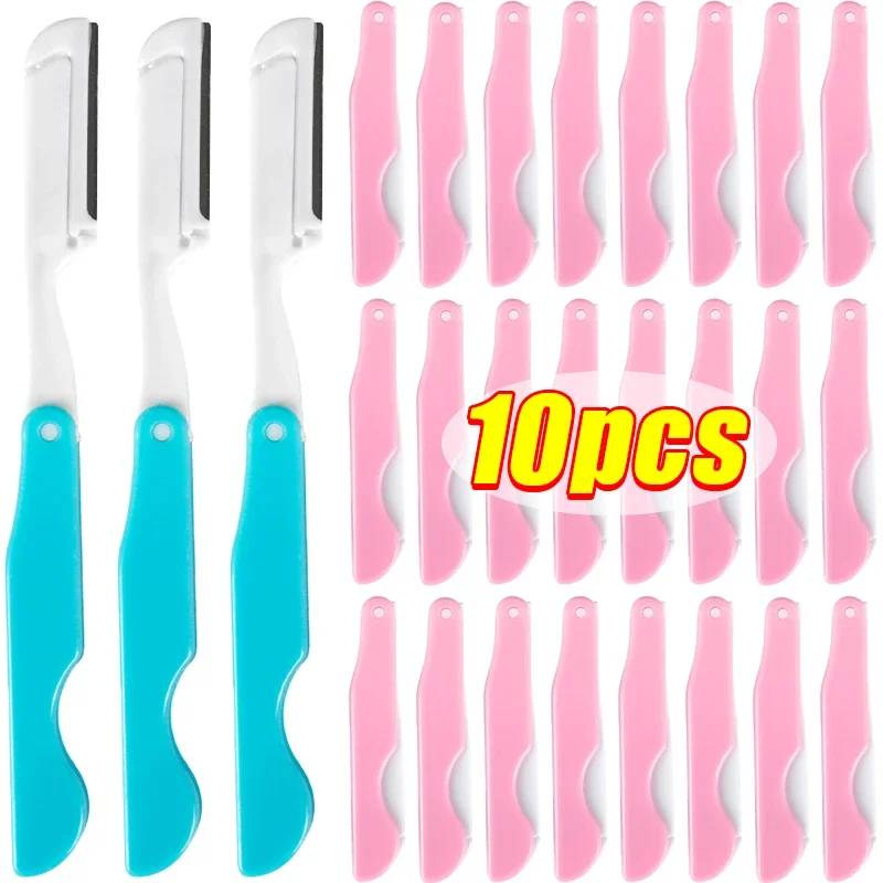 Cuchillo portátil para recortar cejas, maquinilla de afeitar antiarañazos, herramientas de maquillaje, raspador profesional, cortadores de depilación con hoja Facial plegable