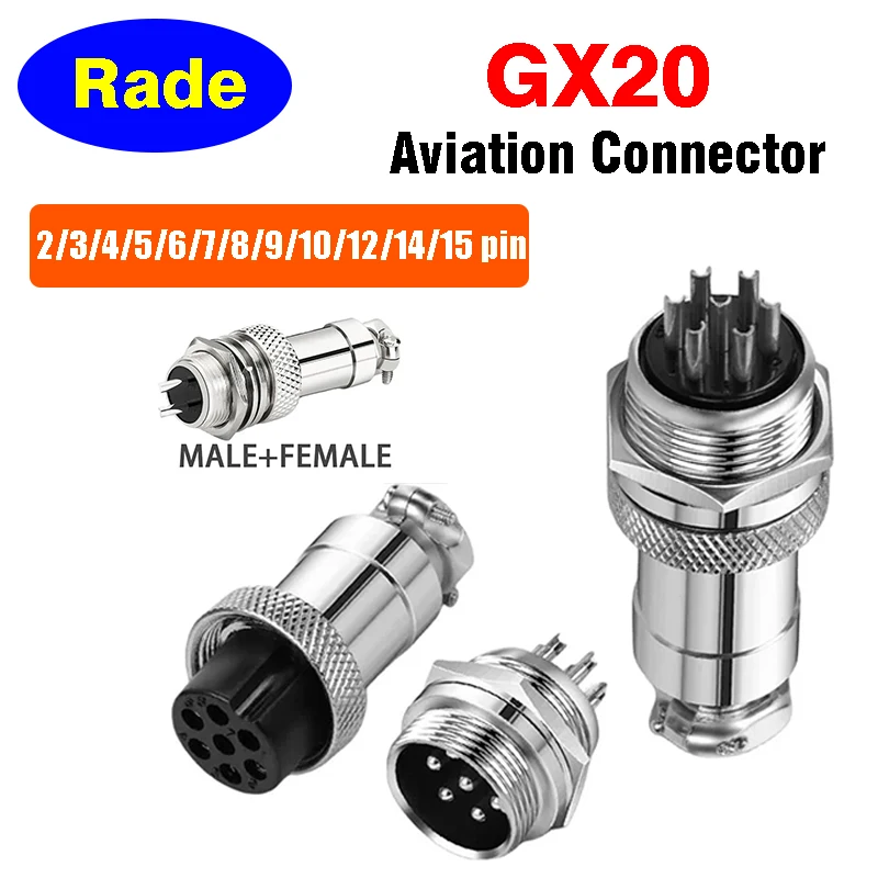 5/10/100SETS GX20 Aviation Connector Sensor Encoder Plug Socket 2/3/4/5/6/7/8/9/10/12/14/15 PIN