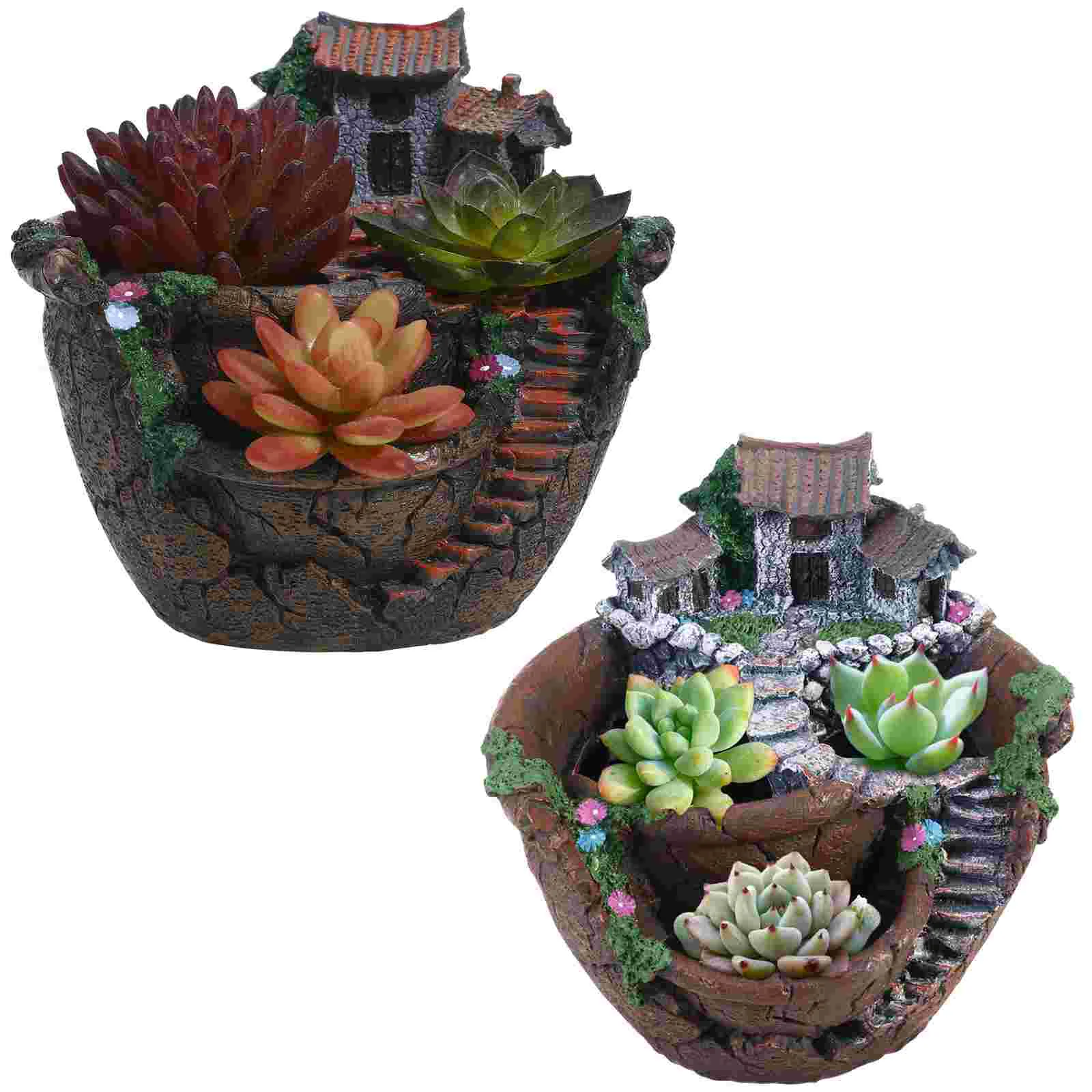 

Decorative Cactus Planter Fairy Garden Pot Flower Micro Landscape Succulent Arrangement