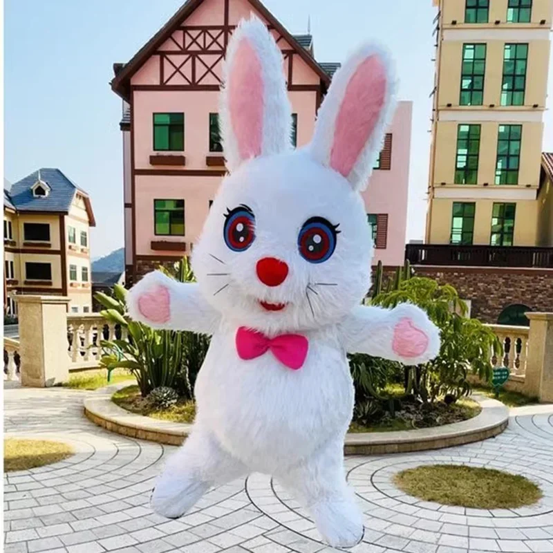 2 m/2.6 m opblaasbaar konijn mascotte kostuum volwassen paashaas haas cosplay kit entertainment carnaval full body pak dierlijke jurk