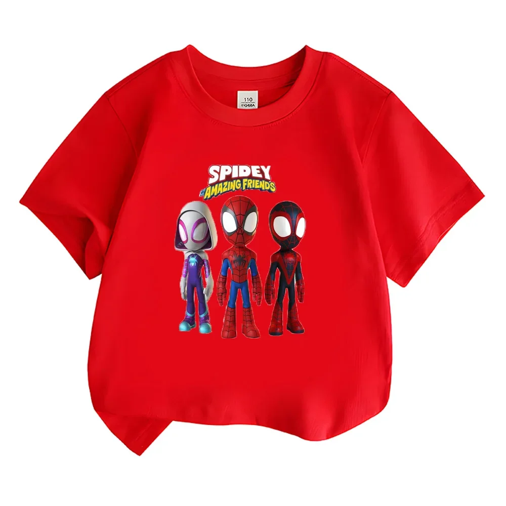 Spidey and His Amazing Friends T-shirts Summer Comfortable Children's Cotton Tops New Pattern Boys Girls Short Sleeve Tshirts