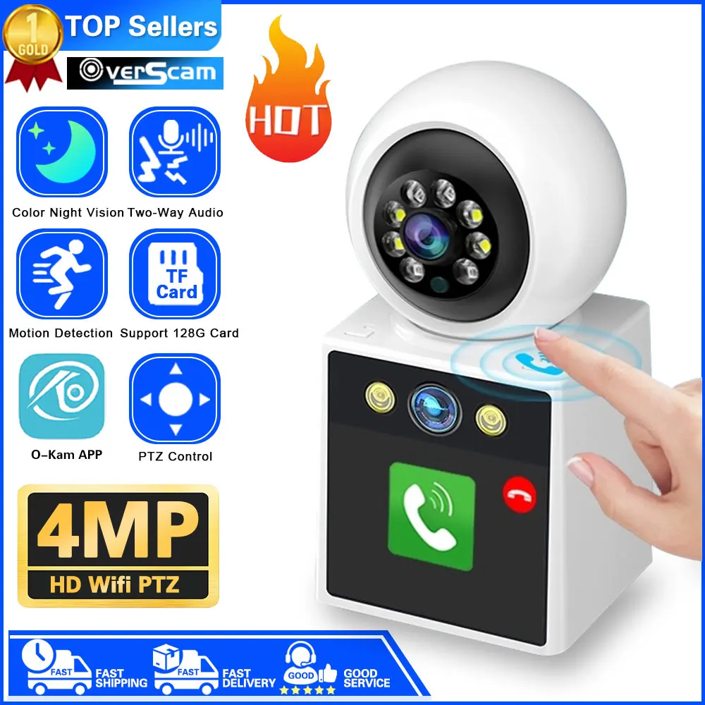 

2K HD WiFi PTZ IP Baby Monitor 4MP Auto Tracking Color Night Vision 2 Way Video Calling Smart Home Wireless Security Camera 4MP
