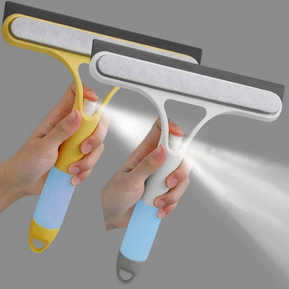 

3 in 1 Window Cleaning Squeegee Multi Function Glass Mirror Wiper with Spray Bottle Microfiber Scrub Household Car Cleaner Tools