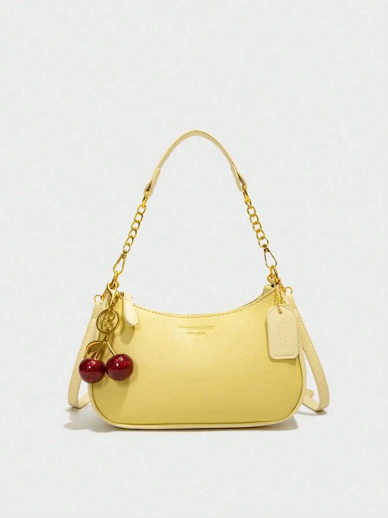 

Fashion Classic Solid Color Crescent Bag: Letter-Patterned Waterproof PU Underarm/Shoulder Bag For Shopping