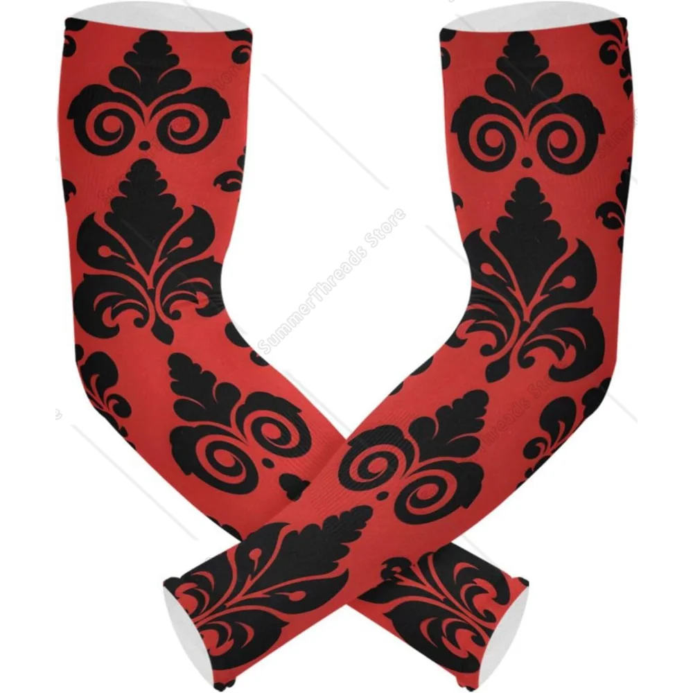 

Outdoors Sun Protection Arm Sleeves Red Shading -UV Cooling Sleeves for Gardening Harvesting