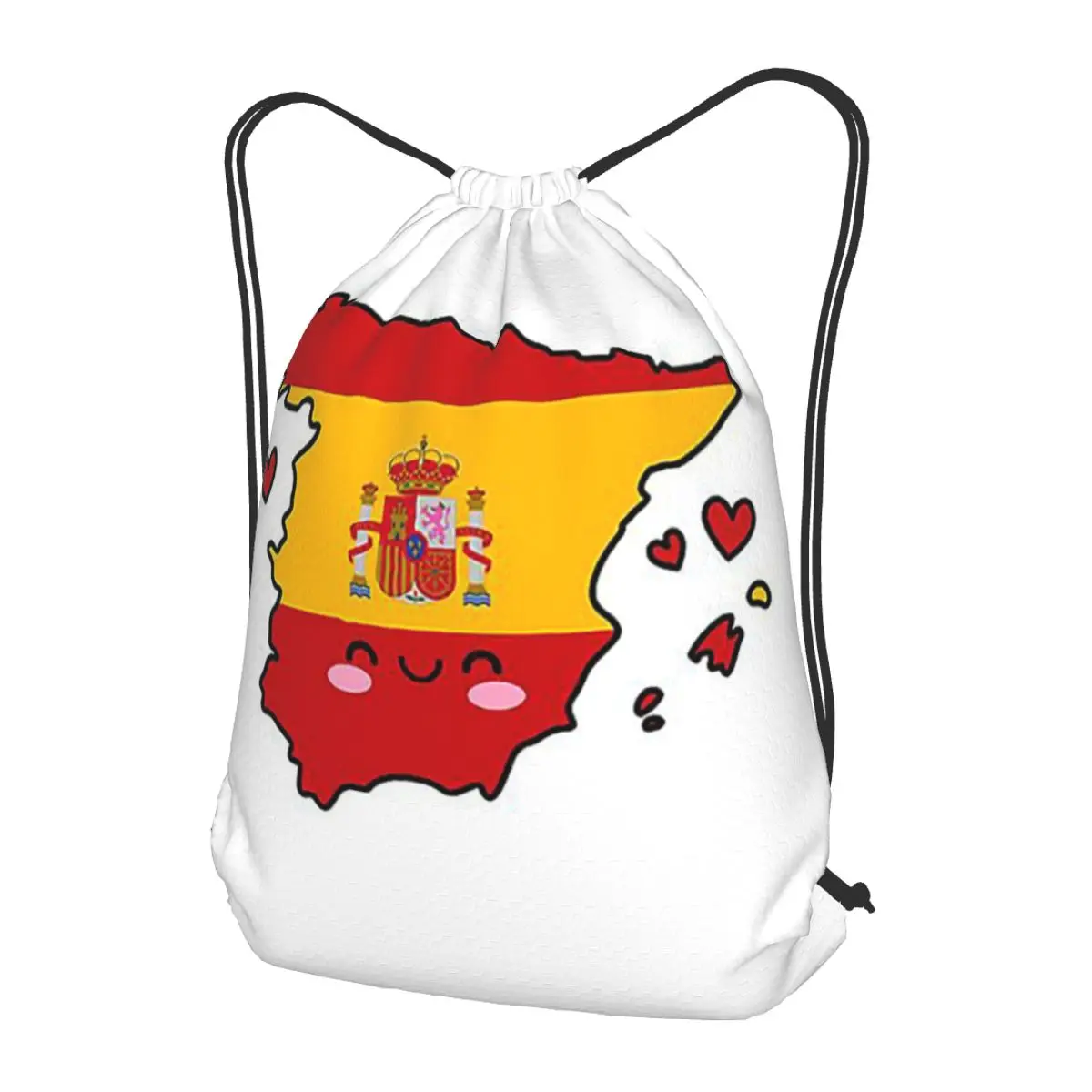 

Spain Flag Map Smile With Love Backpacks Portable Drawstring Bags Storage Bag Book Bags for Man Woman School