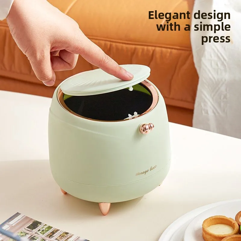 

Настольная корзина для мусора с крышкой, милый дизайн, люксовый стиль, для чайного столика, для общежития, для дома, для хранения бумаг, для уборки.