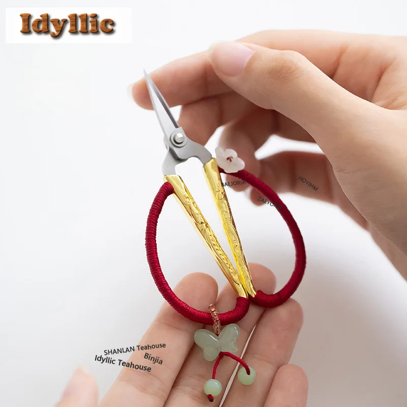 Red Small Tea Bags Scissors Embroidery Cutting Sewing Tailor Shears Needlework Craft Tea Ceremony Specialized Tools Craft Gift