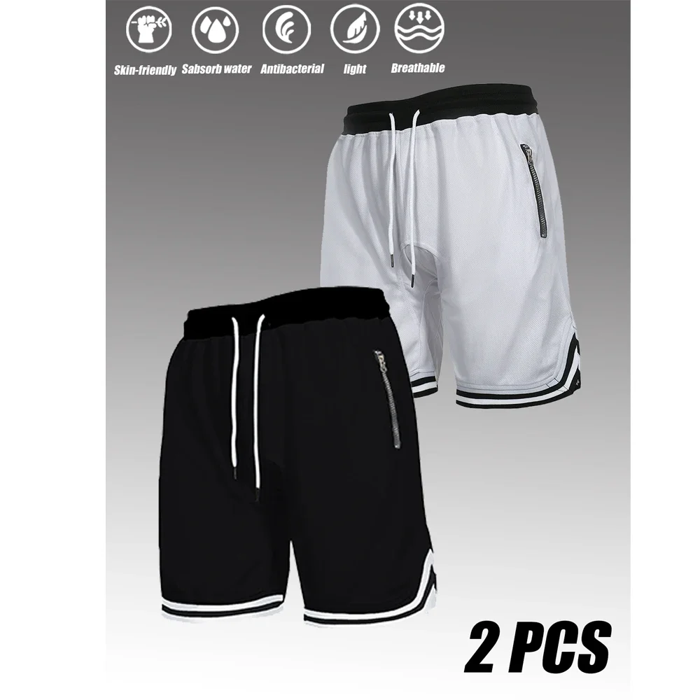 

2pcs Combo Shorts Sets Men's Basketball Breathable Sports Shorts Suts Summer Casual Outdoor Short Pants GYM Fitness Shorts Sets