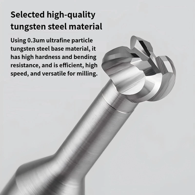 R0.5/0.75/1/1.5/2/3 Circular Arc T-shaped Milling Cutter CNC Carbide T-slot End Mills Concave Arc Machining Aluminum Tool D4-D12