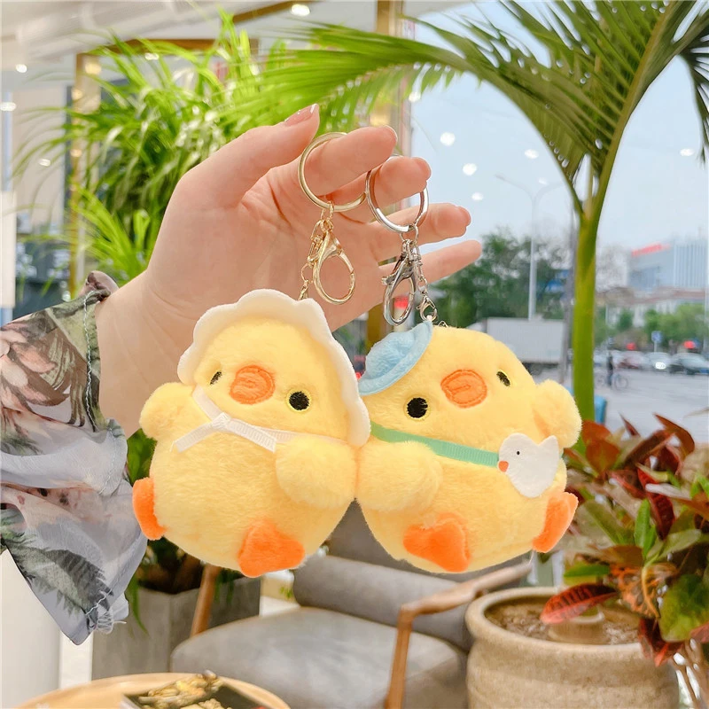 Cute Little Yellow Chicken Bag Pendant Plush Toy Doll Netred Chick Keychain Gift