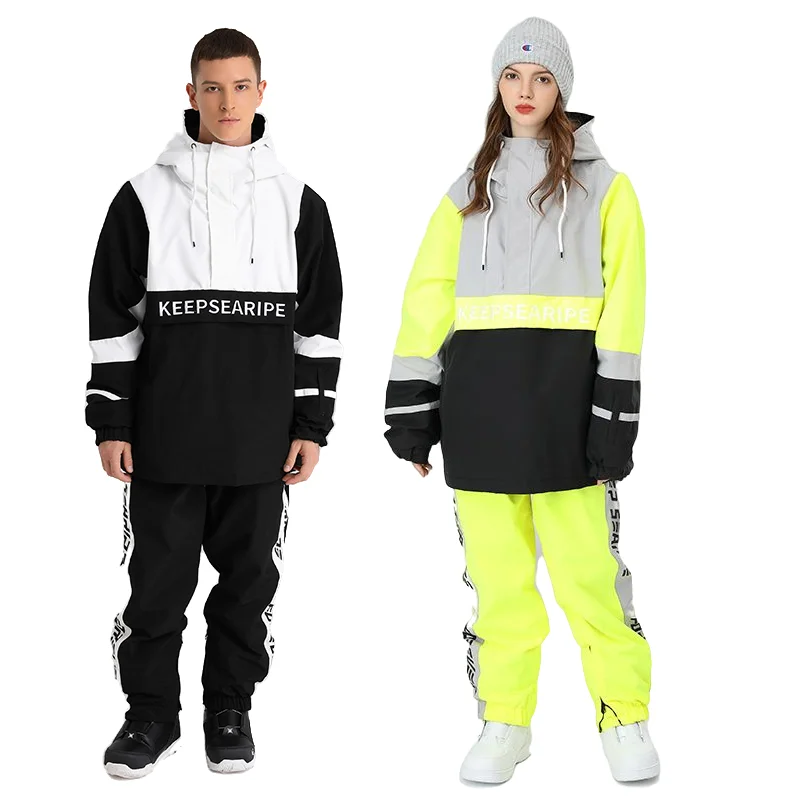 2022 Couple OVERSIZE Ski Suit Women Men Luxury Loose Hip-hop Version Snow Hoodie Suit Outdoor Warm Waterproof Snowboard Overalls