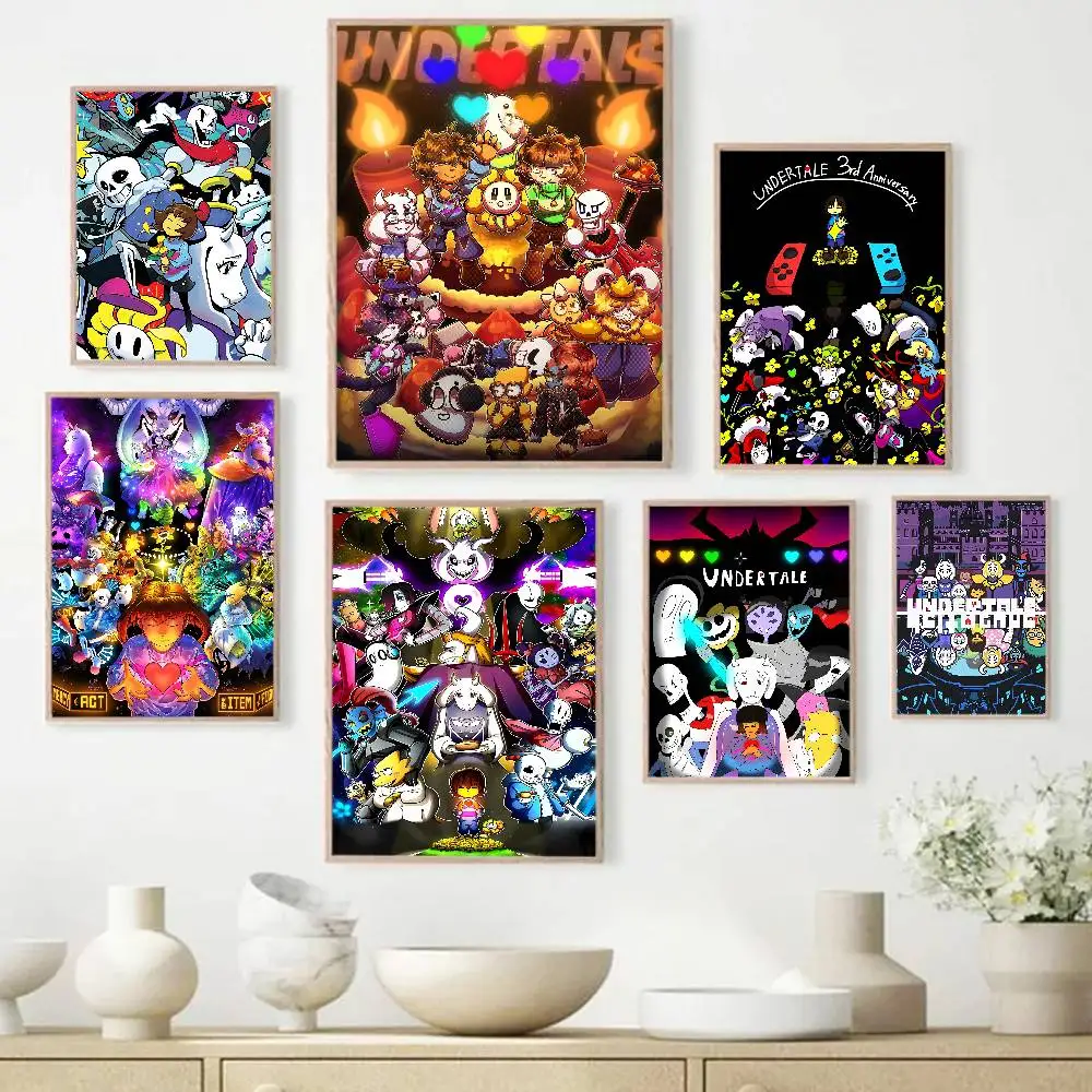 Anime Designs Game Undertale Classic Vintage Posters Whitepaper Prints Posters Artwork Kawaii Room Decor