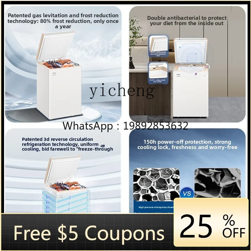 Household Small Full Freezer Refrigerator 100/200L Freezer First-Class Energy Efficiency Non-No Frost