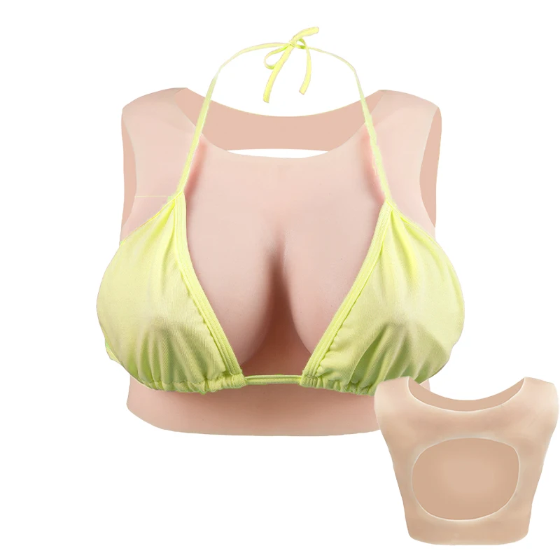 

Kumiho Sissy Realistic Silicone Breast Forms Round Neck Hollow Drag Queen Fake Boobs Transgender Cosplay Silicon Fake Chest