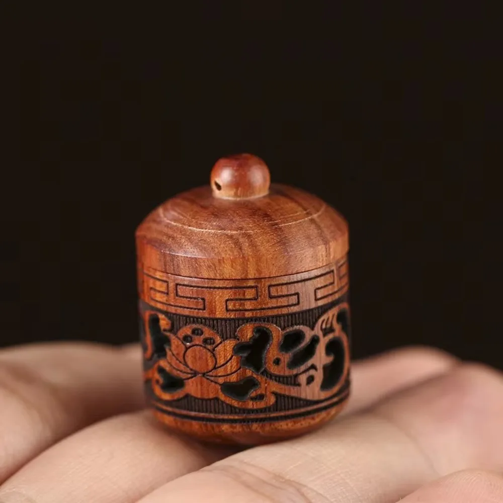 Gifts Carving Wood Perfume Diffuser DIY Pendant Accessories Diffuser Keychain Medicine Pill Box Hollow Sachet