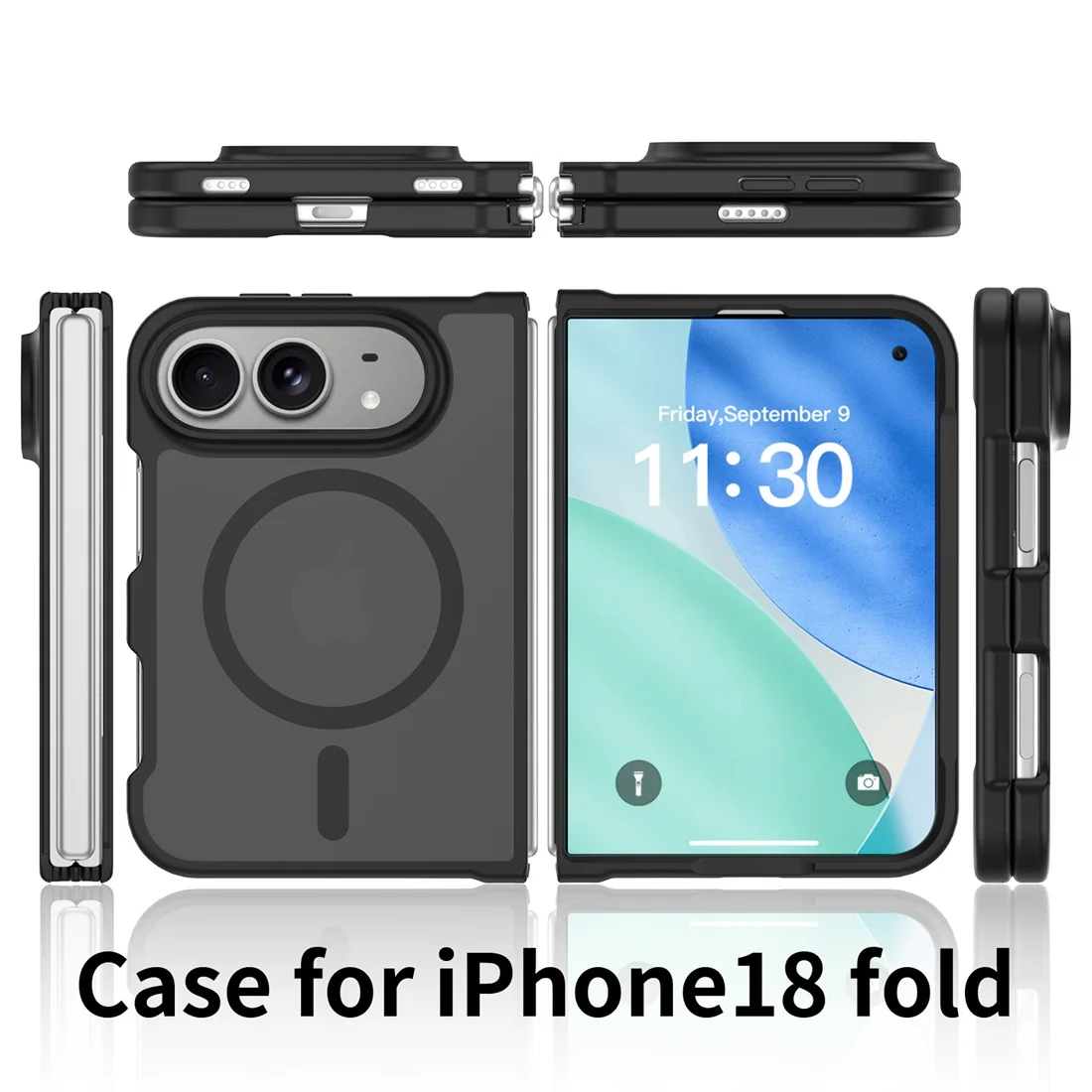 Coque magnétique translucide givrée de qualité supérieure pour iPhone Ultra 18 Fold compatible avec MagSafe, ultra-fine, antichoc, avec protection arrière.